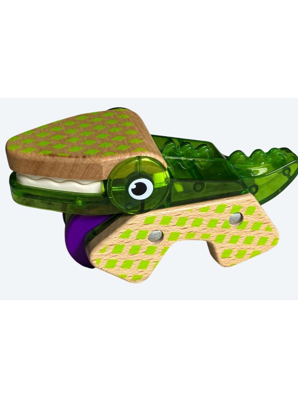 Wooden and Plastic Crocodile Toy Rolling Feature For Toddlers